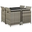 Afuera Living 9 Piece Poly Rattan Garden Dining Set with Cushions in Gray