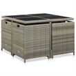 Afuera Living 9 Piece Poly Rattan Garden Dining Set with Cushions in Gray