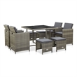 Afuera Living 9 Piece Poly Rattan Garden Dining Set with Cushions in Gray