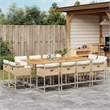 Afuera Living 13 Piece Poly Rattan Patio Dining Set in Beige