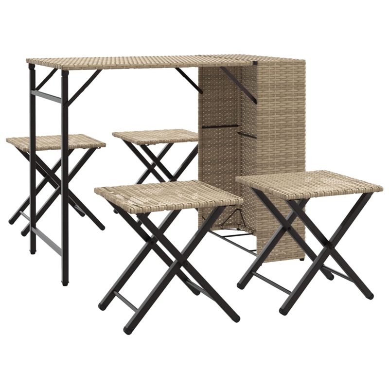Afuera Living 5 Piece Poly Rattan Garden Dining Set in Beige