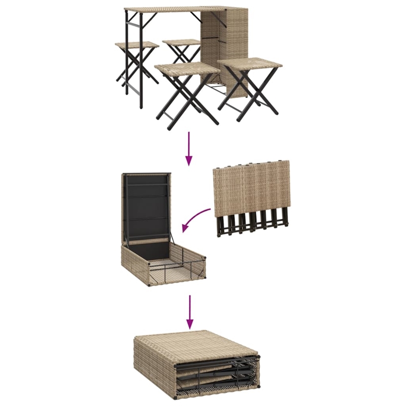 Afuera Living 5 Piece Poly Rattan Garden Dining Set in Beige