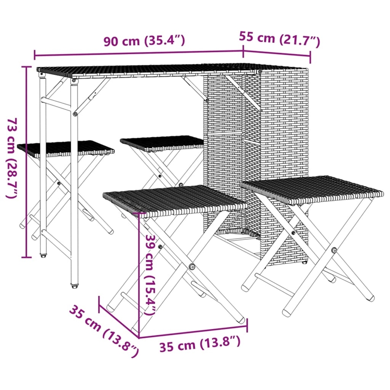 Afuera Living 5 Piece Poly Rattan Garden Dining Set in Beige