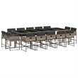 Afuera Living Contemporary 15 Piece Poly Rattan Patio Dining Set in Gray