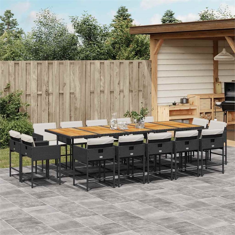 Afuera Living Contemporary Rattan Patio Dining Set in Black/Cream White