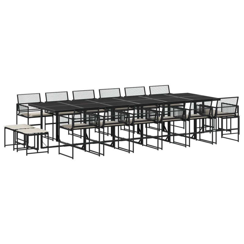 Afuera Living 17 Piece Rattan Garden Dining Set in Black/Cream