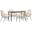 Afuera Living 5 Piece Poly Rattan Garden Dining Set in Brown