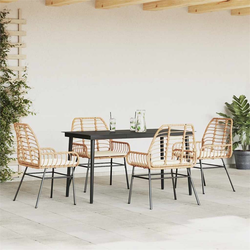 Afuera Living 5 Piece Poly Rattan Garden Dining Set in Brown