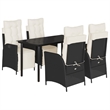 Afuera Living Poly Rattan Garden Dining Set in Black/Cream White