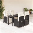 Afuera Living Poly Rattan Garden Dining Set in Black/Cream White
