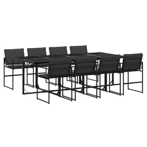 Afuera Living 9 Piece Steel Garden Dining Set in Black/Dark Gray