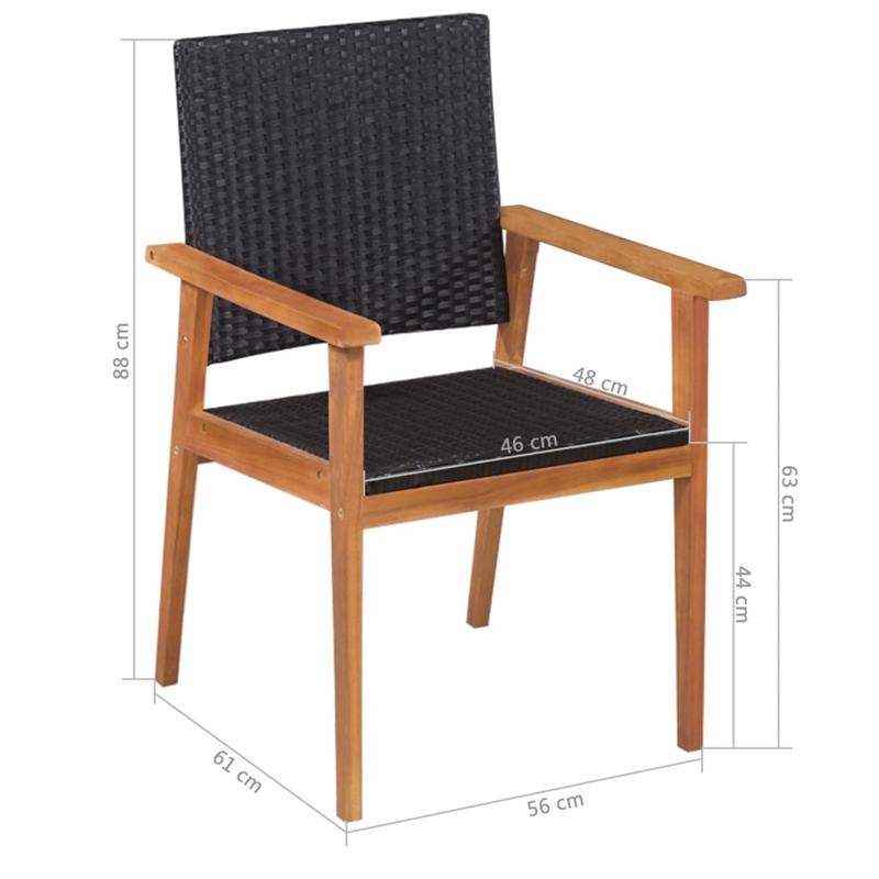Afuera Living Contemporary 5 Piece Rattan Garden Dining Set in Black