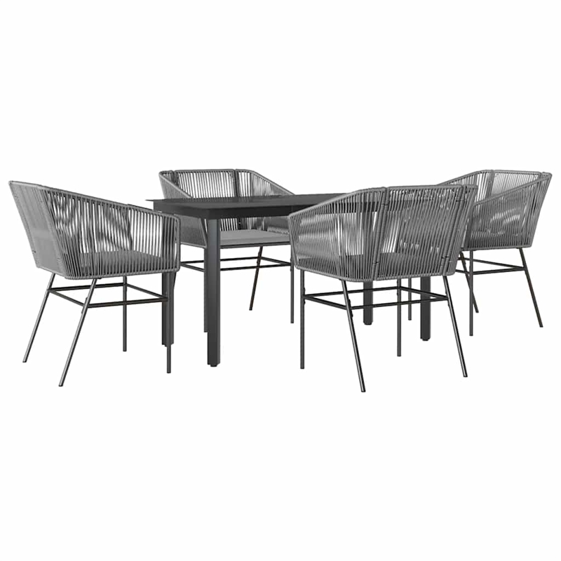 Afuera Living Poly Rattan Garden Dining Set with Cushions in Black