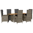 Afuera Living Contemporary 7 Piece Poly Rattan Garden Dining Set in Gray