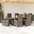 Afuera Living Contemporary 7 Piece Poly Rattan Garden Dining Set in Gray