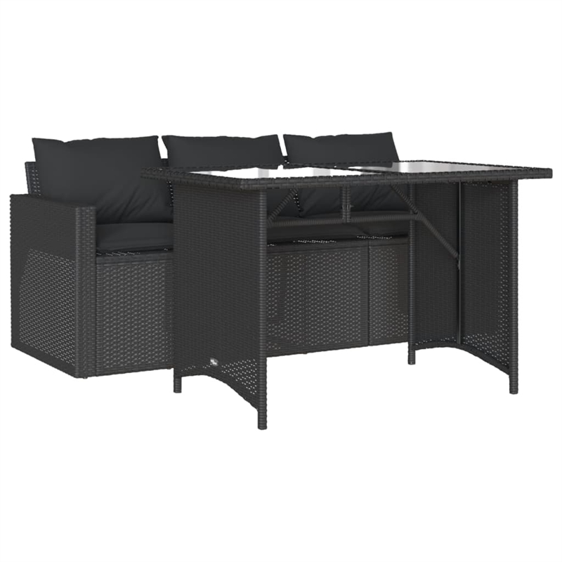 Afuera Living Contemporary Poly Rattan Garden Dining Set in Black