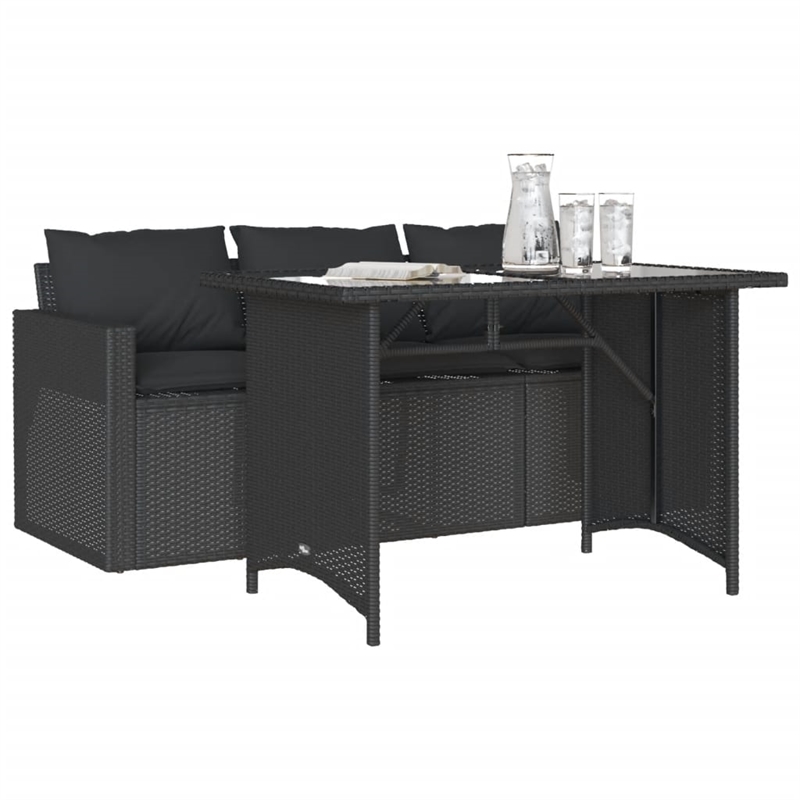 Afuera Living Contemporary Poly Rattan Garden Dining Set in Black