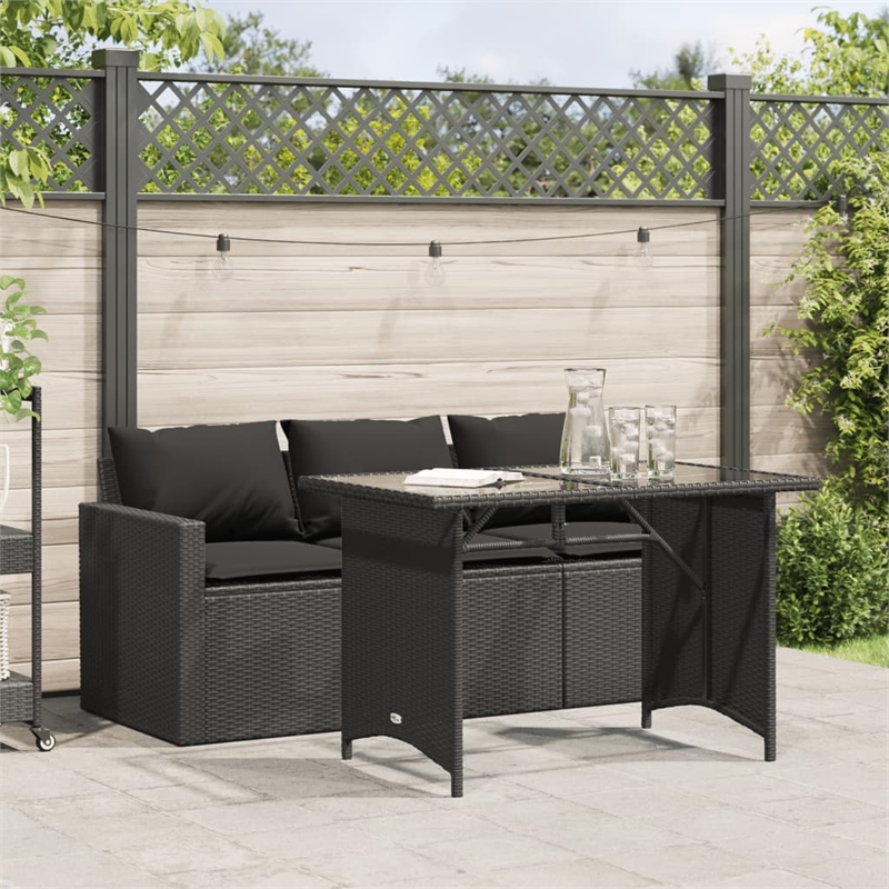 Afuera Living Contemporary Poly Rattan Garden Dining Set in Black