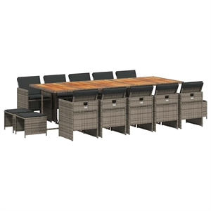 Afuera Living 15 Piece Rattan Garden Dining Set in Gray/Brown