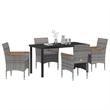 Afuera Living 5 Piece Poly Rattan Garden Dining Set with Cushions in Gray