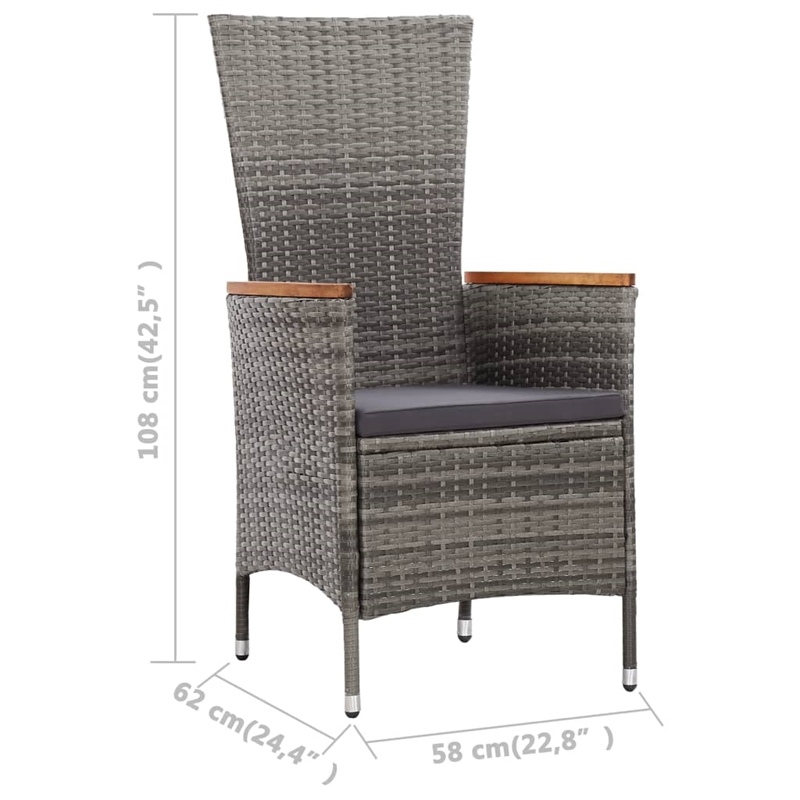 Afuera Living Contemporary 7 Piece Rattan Garden Dining Set in Gray