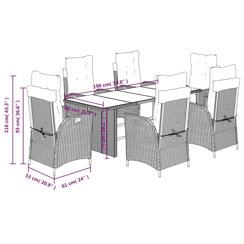 Afuera Living 7 Piece Poly Rattan Garden Dining Set in Beige