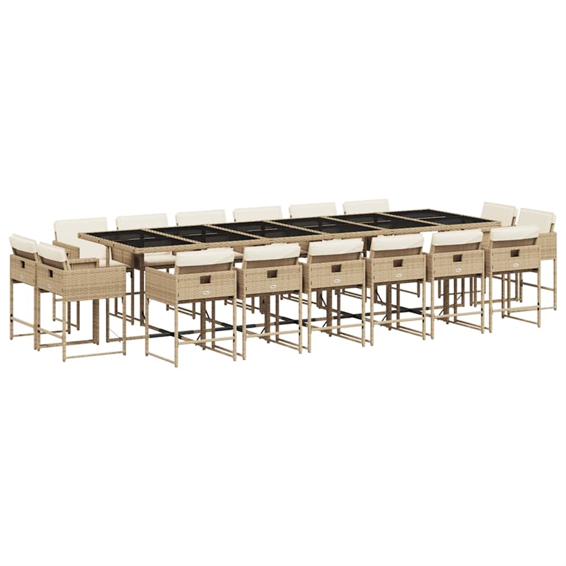Afuera Living 17 Piece Poly Rattan Patio Dining Set in Beige