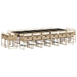 Afuera Living 17 Piece Poly Rattan Patio Dining Set in Beige