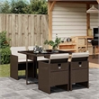 Afuera Living 5 Piece Poly Rattan Foldable Garden Dining Set in Brown