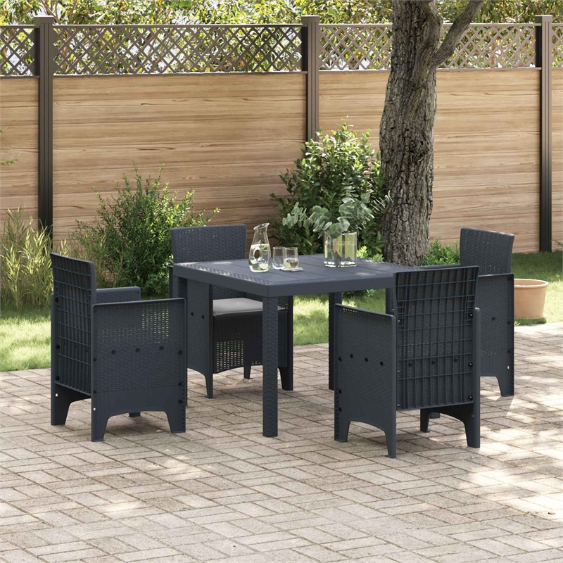 Afuera Living 5 Piece Poly Rattan Garden Dining Set in Anthracite