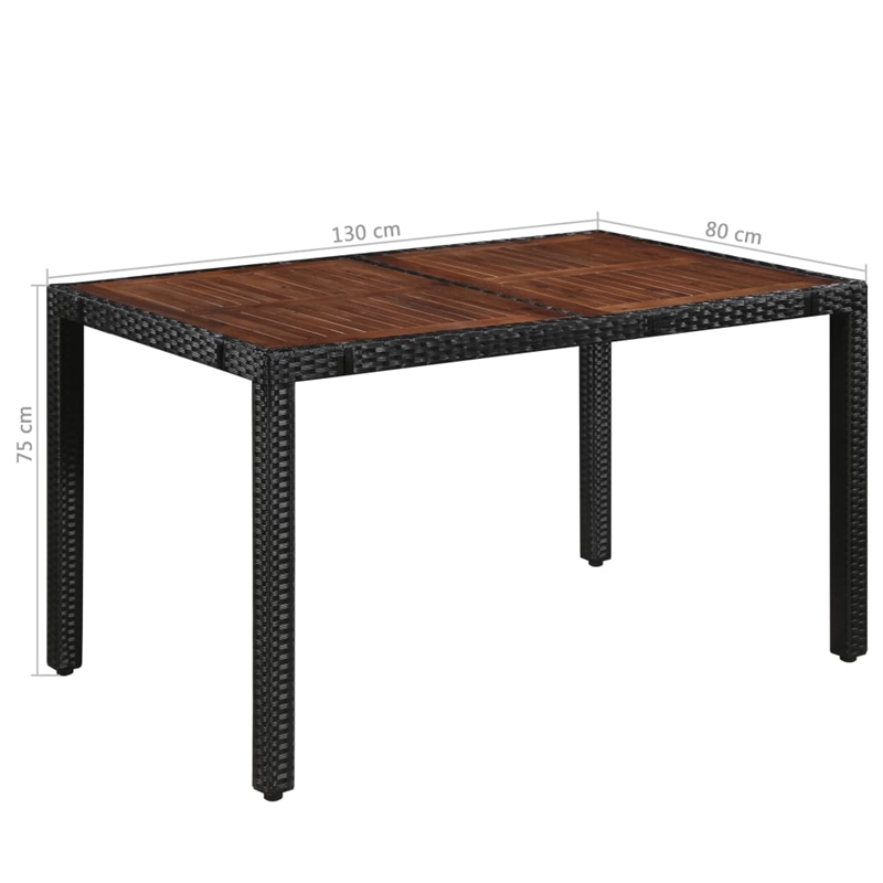 Afuera Living Contemporary 7 Piece Rattan Garden Dining Set in Black