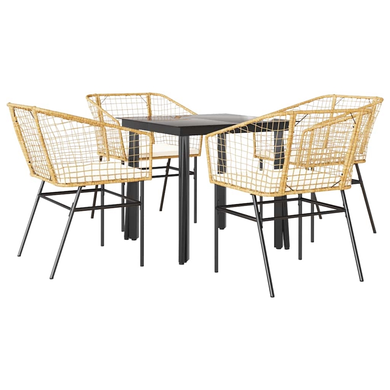 Afuera Living Contemporary Poly Rattan Garden Dining Set in Brown