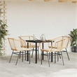 Afuera Living Contemporary Poly Rattan Garden Dining Set in Brown