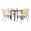 Afuera Living Contemporary Poly Rattan Garden Dining Set in Brown