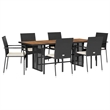 Afuera Living 7 Piece Poly Rattan Garden Dining Set in Black