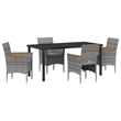 Afuera Living 5 Piece Poly Rattan Garden Dining Set with Cushions in Gray