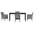 Afuera Living 5 Piece Poly Rattan Garden Dining Set with Cushions in Gray