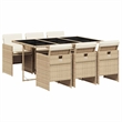 Afuera Living Poly Rattan Garden Dining Set in Beige/Cream White