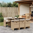 Afuera Living Poly Rattan Garden Dining Set in Beige/Cream White