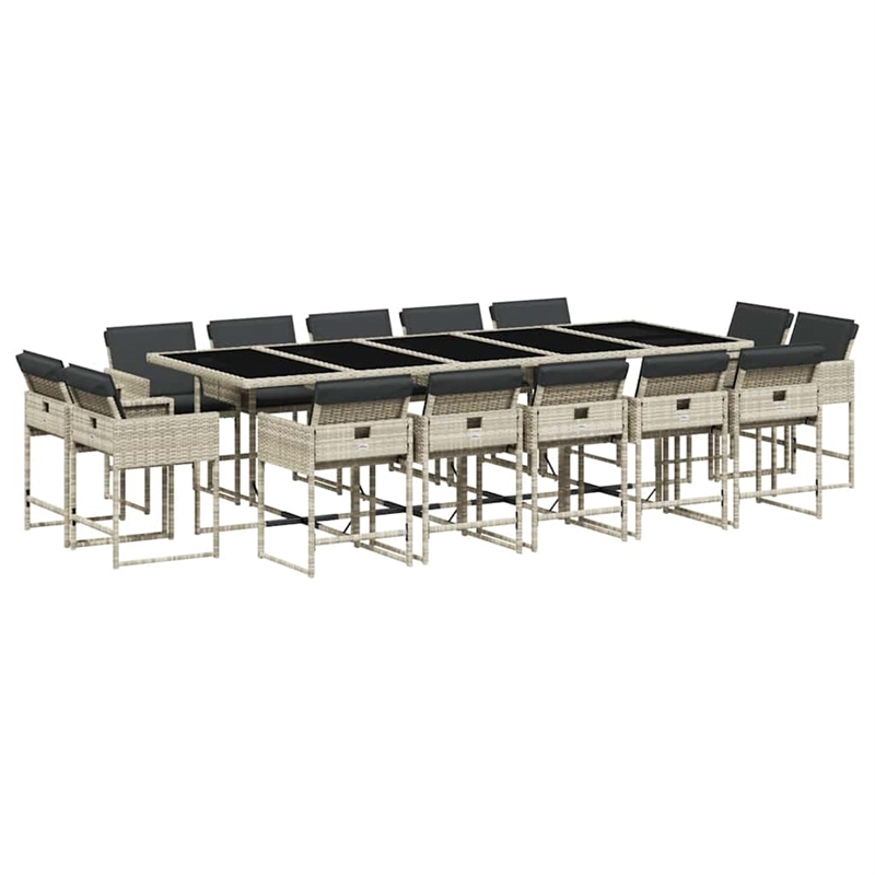 Afuera Living 15 Piece Rattan Patio Dining Set in Anthracite