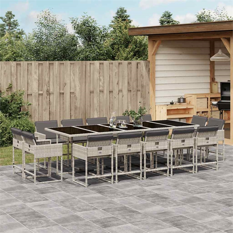 Afuera Living 15 Piece Rattan Patio Dining Set in Anthracite