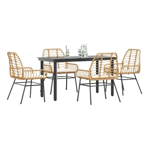 Afuera Living 5 Piece Rattan Garden Dining Set in Black/Cream White