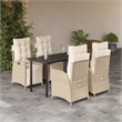 Afuera Living 5 Piece Poly Rattan Patio Dining Set in Black/Cream White