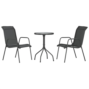 Afuera Living 3 Piece Steel Garden Dining Set in Black/Anthracite