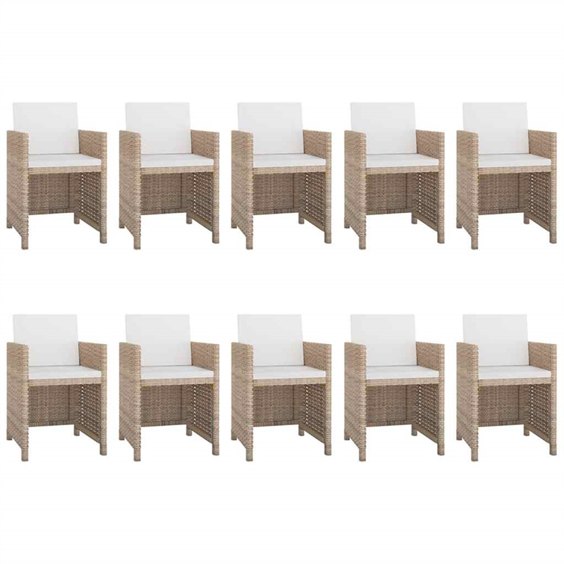 Afuera Living Contemporary Rattan Garden Dining Set in Beige/Cream White