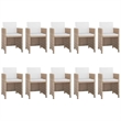 Afuera Living Contemporary Rattan Garden Dining Set in Beige/Cream White