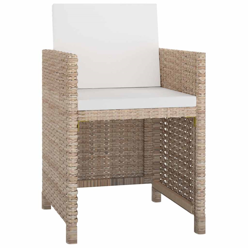 Afuera Living Contemporary Rattan Garden Dining Set in Beige/Cream White