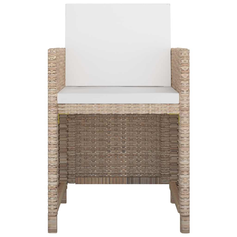 Afuera Living Contemporary Rattan Garden Dining Set in Beige/Cream White