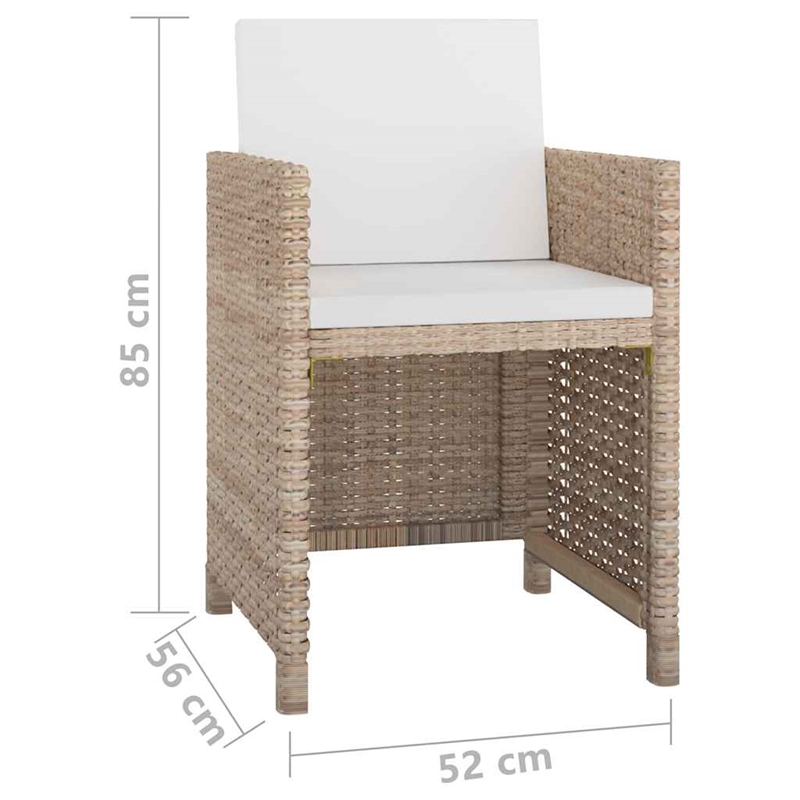 Afuera Living Contemporary Rattan Garden Dining Set in Beige/Cream White