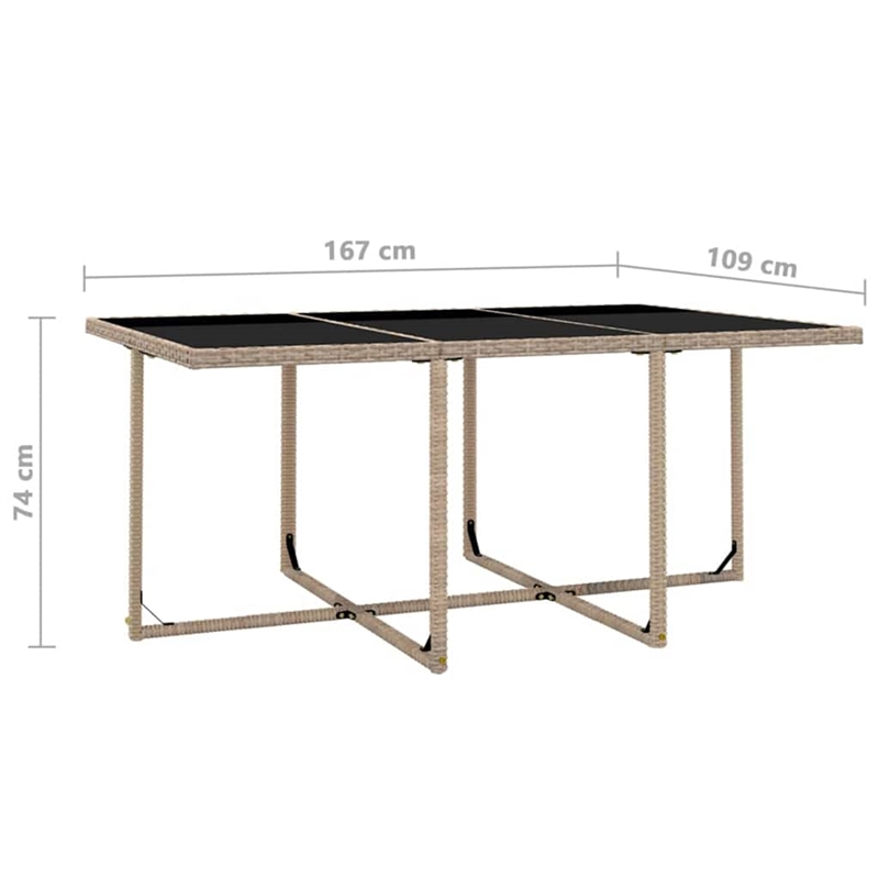 Afuera Living Contemporary Rattan Garden Dining Set in Beige/Cream White